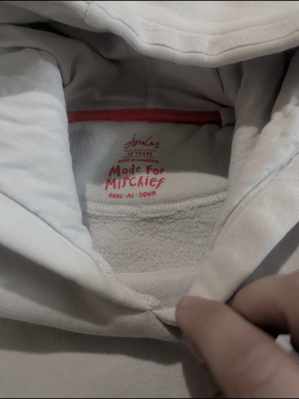 Joules Cream Kids Hoodie with Nautical Embroidery